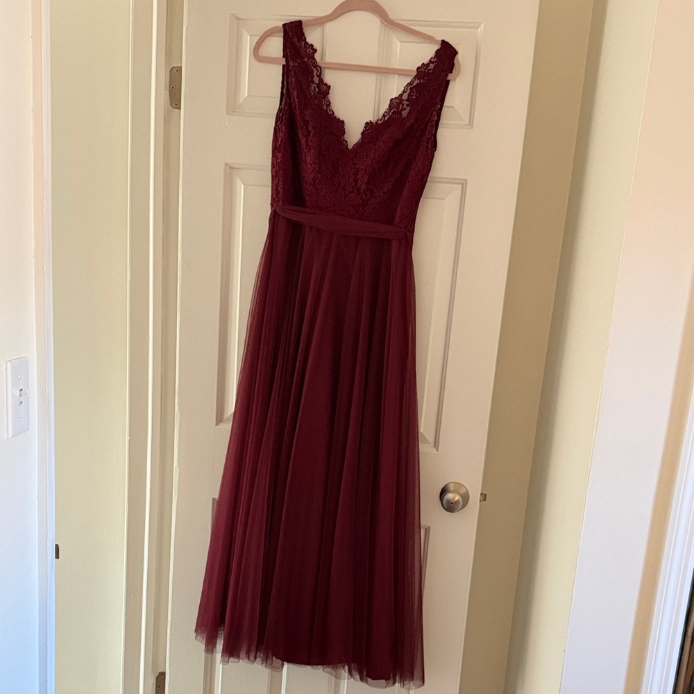 Watters Burgundy Lace Maxi Dress